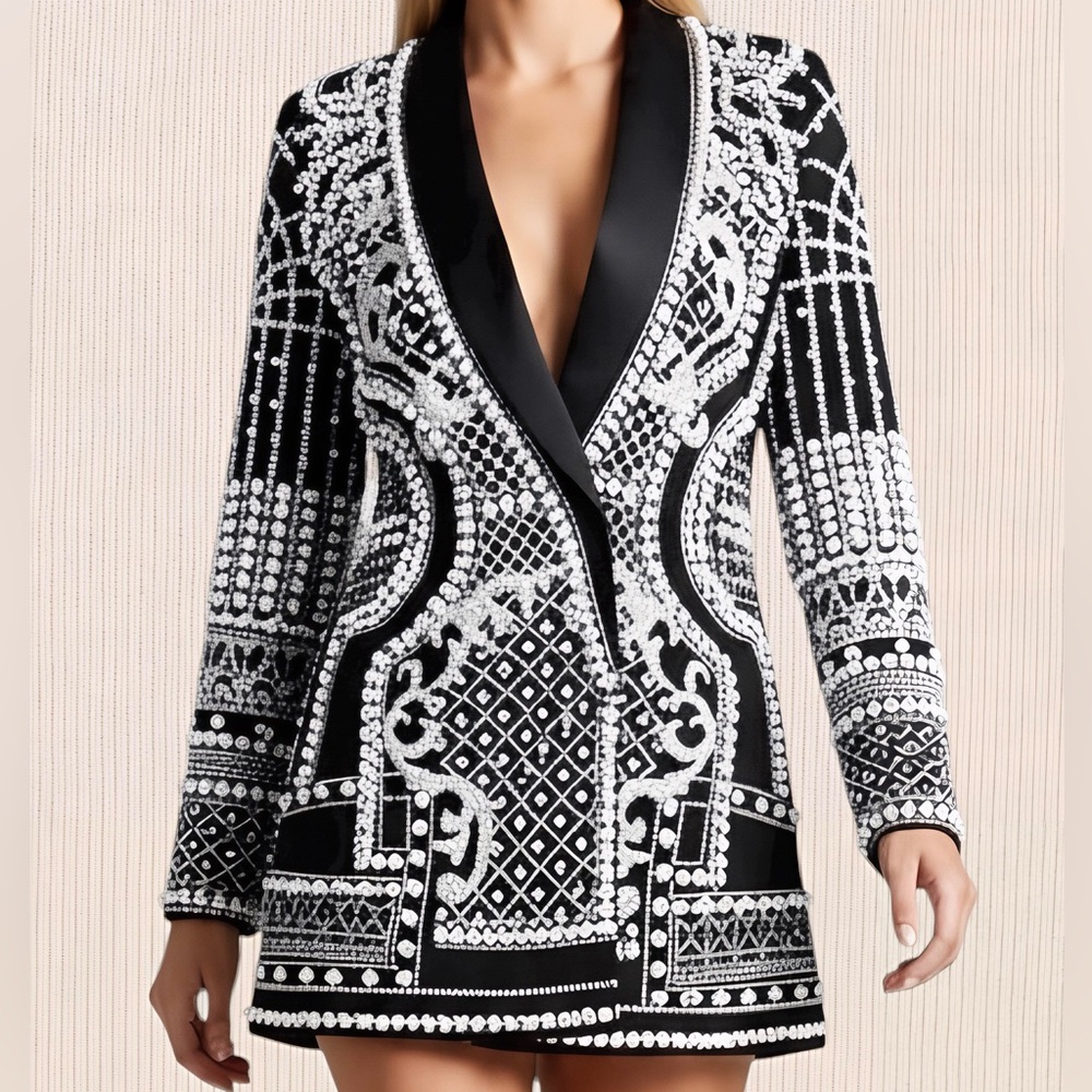 NWT LUXE Beaded Blazer Suit Dress